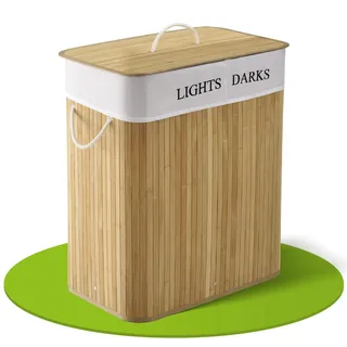 Juskys Bambus Wäschekorb Curly – Natur