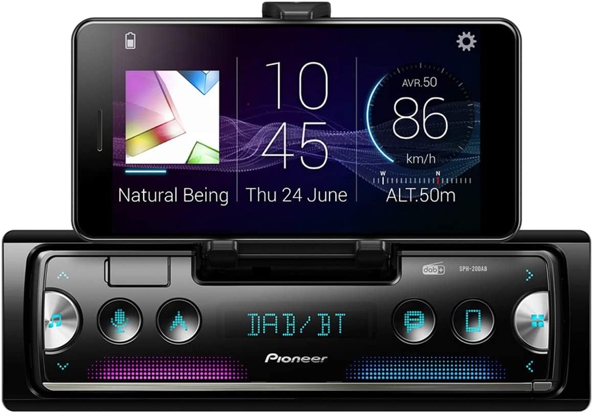 Pioneer Electronics Pioneer SPH-20DAB-AN inklusive DAB-Antenne, 1-DIN-Autoradio mit RDS und DAB+, Bluetooth, USB für MP3, WMA, WAV, FLAC, Android-Unterstützung, iPhone-Steuerung, Smart Sync App