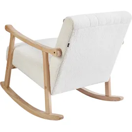 Beliani Schaukelsessel LEKNES Bouclé 70 x 80 x 90 cm Cremeweiß