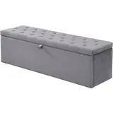STILVORA Betthocker mit Stauraum 138x41x42 cm Leinen Stoffhocker Europäisches Design Sitzbank für Schlafzimmer mit großem Stauraum Einfach montiert Grau