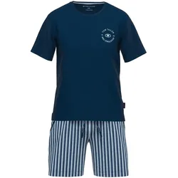 Pyjama TOM TAILOR "Pyjama Shorty Kilkenny", Herren, Gr. M, blau, Obermaterial: 100% Baumwolle CO., Homewear-Sets