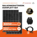 Balkonkraftwerk, 820W Canadian Solar PV-Module, 600/799W Ausgang mit APsystems WR, AC-Kabel, APP