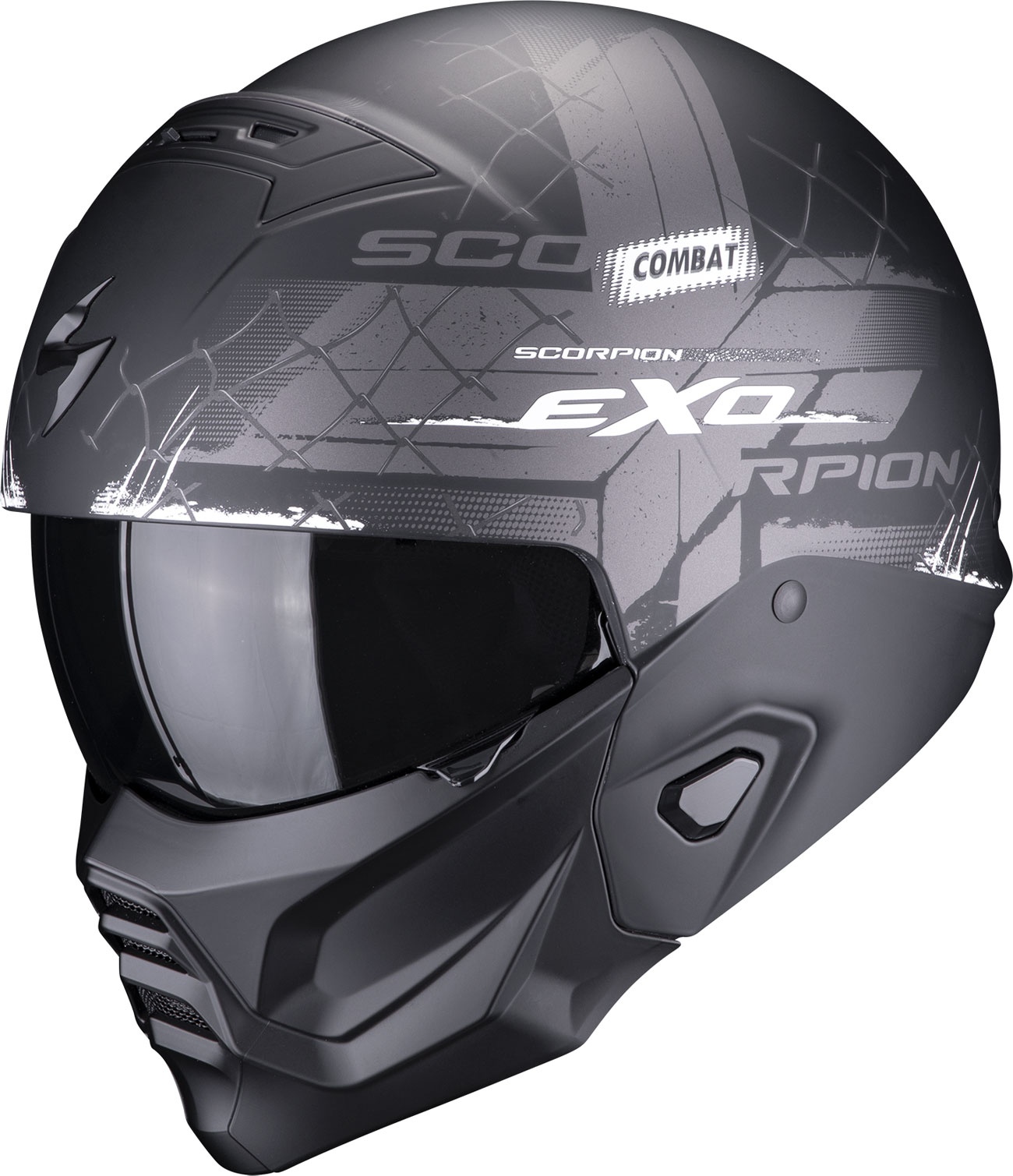 Scorpion EXO-Combat II Xenon, Modularhelm - Matt Schwarz/Grau/Weiß - S