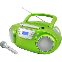 Soundmaster SCD5800GR CD/MP3 Boombox mit Radio, Kassettenrekorder, USB und externem Mikrophon