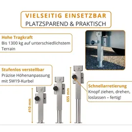 PRO PLUS Anhängerstützen 2x höhenverstellbar 410–655 mm 1300 kg