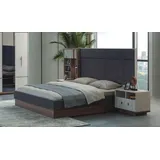 Xlmoebel Schlafzimmer-Set Grau gestaltetes Designer Doppelbett mit Nachttischen, (3-tlg., Bett/2x Nachttische), Hergestellt in Europa grau