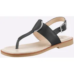 Zehentrenner HEINE, Damen, Gr. 39, schwarz, Leder, Glattleder, Glattleder, modisch, Schuhe