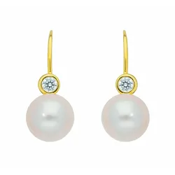 Paar Ohrhänger ADELIA ́S "Damen 585 Gold Boutons mit Zirkonia", gold, Ohrringe, Damen, Damen, Gelbgold 585-Gold-Perlen, Gelbgold 585, Gold, Perlen, mit Zirkonia Goldschmuck für Damen
