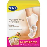 Scholl 4 x Fußmasken, pflegend und feuchtigkeitsspendend, Honig und Mandel für trockene Haut – Pflege der Füße – 4 Paar à 2 Socken