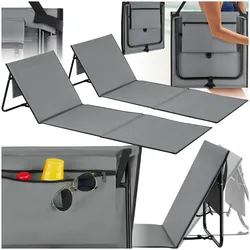 tectake® 2er Set Strandmatte, stufenlos verstellbare Rückenlehne, pulverbeschichtetes Stahlgestell, ultraleicht, inkl. Aufbewahrungstasche