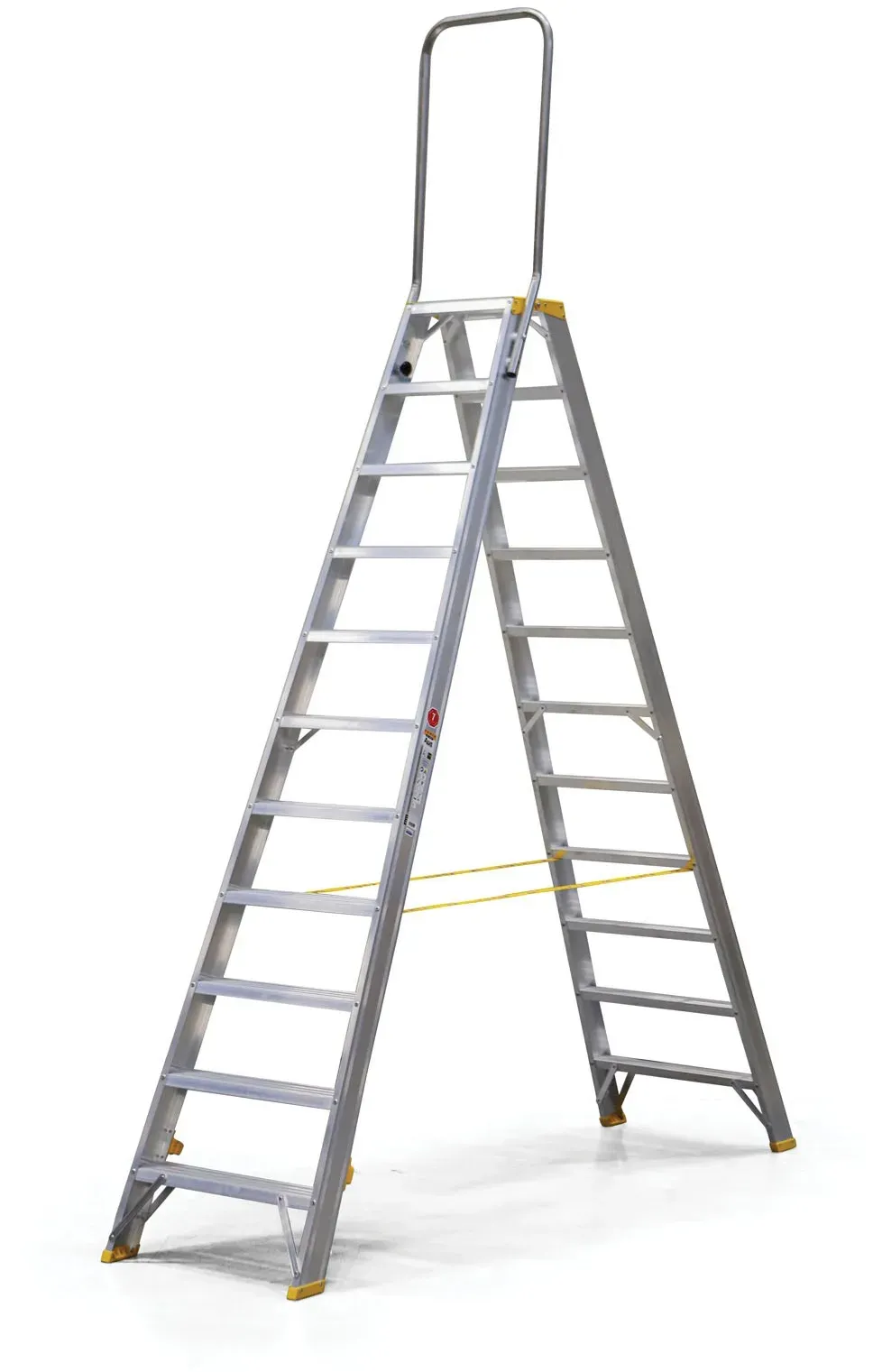 Podestleiter beidseitig aus Aluminium ALVE FORTE mit Handgriff, 2x11 Stufen, Höhe 2,34 m