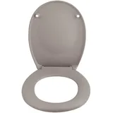 Spirella Premium Toilettendeckel oval Klodeckel mit matten Finish und Softclose Absenkautomatik. Antibakterielle Klobrille aus Duroplast und rostfreiem Edelstahl-Taupe, Thermo hart, Brown