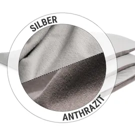 Bett1.de Bodyguard Flanell-Silber/Anthrazit 200 x 220 cm + 2 x 80 x 80 cm