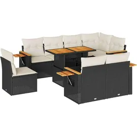 vidaXL Garten-Sofagarnitur 9-tlg. Loungeset schwarz