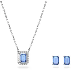 Schmuckset SWAROVSKI "Millenia Set, 5641171", grau (metall, blau, kristallweiß), Schmuck-Sets, Damen, Metall, mit Swarovski Kristallen