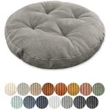 Lsjoaw Sitzkissen Rund 30cm Dicke 8cm 1 Stück Bodenkissen Rund Sitzpolster Stuhlauflage Sitzpolster Stuhlkissen Polster Auflage für Wohnzimmer Büro Konferenzraum Cordstoff (GrauGrau)