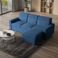 Masseno Ecksofa PADWA mit Schlaffunktion L-Form, Sofa mit Bettkasten, Wohnzimmersofa, Couch, Soffa, Bettsofa, Couchgarnitur- Blau, POSO 05 - Blau