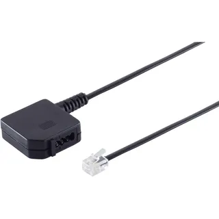 PADCR Telefonkabel TAE-F Buchse auf RJ11 Stecker (0,20 m, schwarz) – Adapterkabel analoges Telefon, Fax & Router – universeller Telefonadapter, kompatibel mit ISDN & Festnetz