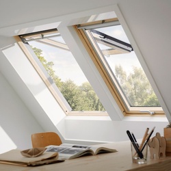 VELUX Dachfenster GPL 3166 Klapp-Schwingfenster Holz/Kiefer ENERGIE PLUS KUPFER Fenster, 78x118 cm (MK06)