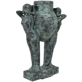 Casa Padrino Luxus Art Deco Bronze Skulptur Frauen mit Vase Türkis / Schwarz 49 x 23,5 x H. 68 cm - Elegante Bronzefigur mit Blumenvase - Schreibt... - Türkis/Schwarz