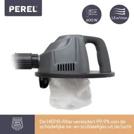 Perel Mini-Aschesauger 600 W 4 l mit flexiblem Schlauch 0,3 m Schwarz/Grau