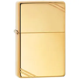 Zippo Sturmfeuerzeug - Vintage, High Polish Brass, Base Model - Nachfüllbar - Wiederverwendbar - Windfestes Design - Geschenkbox - Made in USA