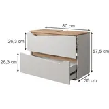Vicco Waschbeckenunterschrank Marelle, 80 x 57.5 cm mit 2 Schubladen, Weiß/Artisan - Weiß,