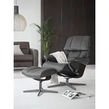 Stressless Stressless® »Reno«, (Set, Relaxsessel mit Hocker), mit Hocker, mit Cross Base, Größe S, M & L, Holzakzent Braun grau