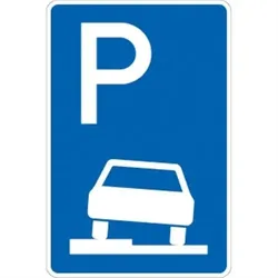 Verkehrsschild VZ315-50, Parken halb auf Gehwegen links, Alu, RA2, 420x630 mm