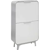 ARREGUI Round CR421-R Design Mülleimer für die Küche | 4 Fächer Mülltrennsystem aus Stahl 4 x 17 L (68 L) | 4 Fach Abfalleimer | Herausnehmbare Inneneimer mit Griff | silber und weiß matt