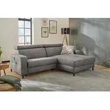 Jockenhöfer Ecksofa JOCKENHÖFER GRUPPE "Doppio L-Form mit elektromotorischer Relaxfunktion und", grau, B:247cm T:100cm, Korpus: 100% Polyester;Kissen: 80% Polyester, 20% Baumwolle, Sofas, Ecksofa, induktiver Lademöglichkeit + USB-A Ladeport, verstellbare Kopfstützen