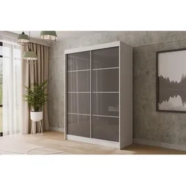 altdecor Schiebetürenschrank PEKA 120 x 215 x 61 cm Grau/Weiß