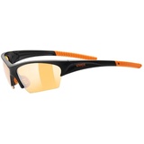 Uvex sunsation Sportbrille für Damen und Herren - verspiegelt - druckfreier Tragekomfort & perfekter Halt - black matt orange/orange - one size