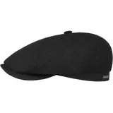 Stetson Brooklin Schirmmütze Flatcap Uni einfarbig Made in EU Herren Herbst Winter schwarz 62 cm - 62