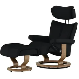 Stressless Relaxsessel Leder 77 x 108 x 76 cm Schwarz mit Hocker