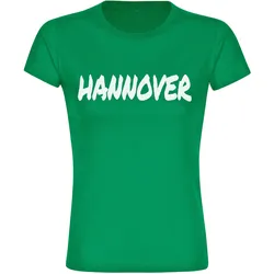 multifanshop Damen T-Shirt - Hannover - Textmarker - Druck weiß - Frauen