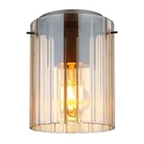 GLOBO Deckenleuchte Deckenlampe Glas amber rillen 1 flammig H 23 cm