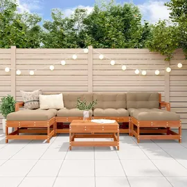 vidaXL Garten-Lounge-Set 6-tlg. Wachsbraun