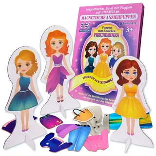 mk magnikon MAGNIKON Magnetische Anziehpuppen Freundinnen, Magnet Puppen zum Anziehen, Magnet Anziehpuppen, Spielzeug für unterwegs, Anziehbuch, Magnetspiel mit 50 Magneten