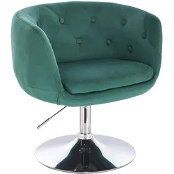 SVITA Panama Retro Loungestuhl Cocktailsessel Dunkelgrün Samt-Optik Tellerfuß
