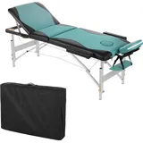 Mucola Massageliege 3 Zonen Massagebank klappbar Kosmetikliege Massagetisch mobile Therapieliege Aluminiumgestell - Türkis / Schwarz - Türkis