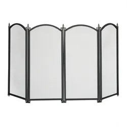 Relaxdays Funkenschutzgitter, 4 teiliges Gitter gegen Funkenflug, Kamin Funkenschutz, HxB: 54x97,5 cm, Metall, schwarz