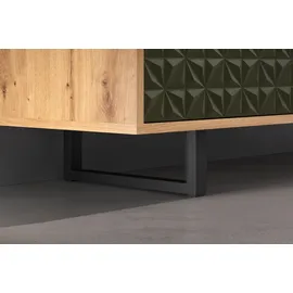 trendteam Sentra 183 x 75 x 40 cm dunkelgrün/Eiche mit 2 Türen und 3 Schubladen / dunkelgrün