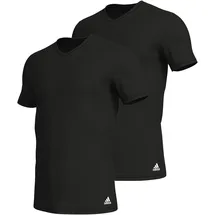 adidas Herren T-Shirt, Multipack - Active Flex Cotton, V-Ausschnitt, uni Schwarz S