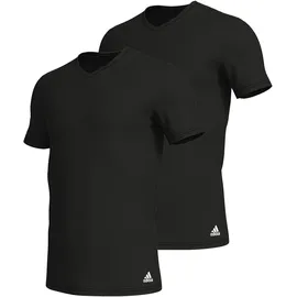 adidas Herren T-Shirt, Multipack - Active Flex Cotton, V-Ausschnitt, uni Schwarz S