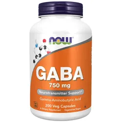 Now Foods GABA 750 mg - Gamma-Aminobuttersäure (200 veg.Kapseln)