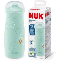 NUK Mini-Me Sip für Kleinkinder | ab 9 Monate | 300 ml | Kinderwasserflasche | auslaufsichere stabile Trinköffnung | bruchsicher | Minze/Biene