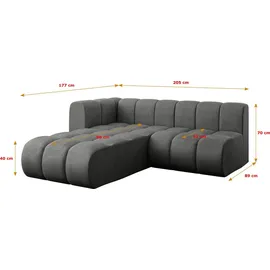 altdecor Ecksofa modulares Sofa Darnel-L1 - 205x177x70 cm Dunkelgrau