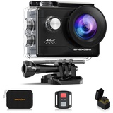 DTS Apexcam M80Air Action Cam 4K30FPS 20MP WiFi Sportskamera Unterwasserkamera 40m Wasserdicht 170 ° Weitwinkel 2.4G Fernbedienung 2x1050mAh Akkus mit Zubehör-Set