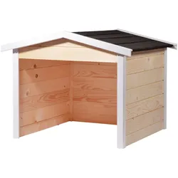 Mähroboter-Garage DOBAR, beige (natur), B:68cm H:52cm T:76cm, Holzwerkstoff, Mähroboterstationen, aus Holz in natur, mit Bitumen-Dach